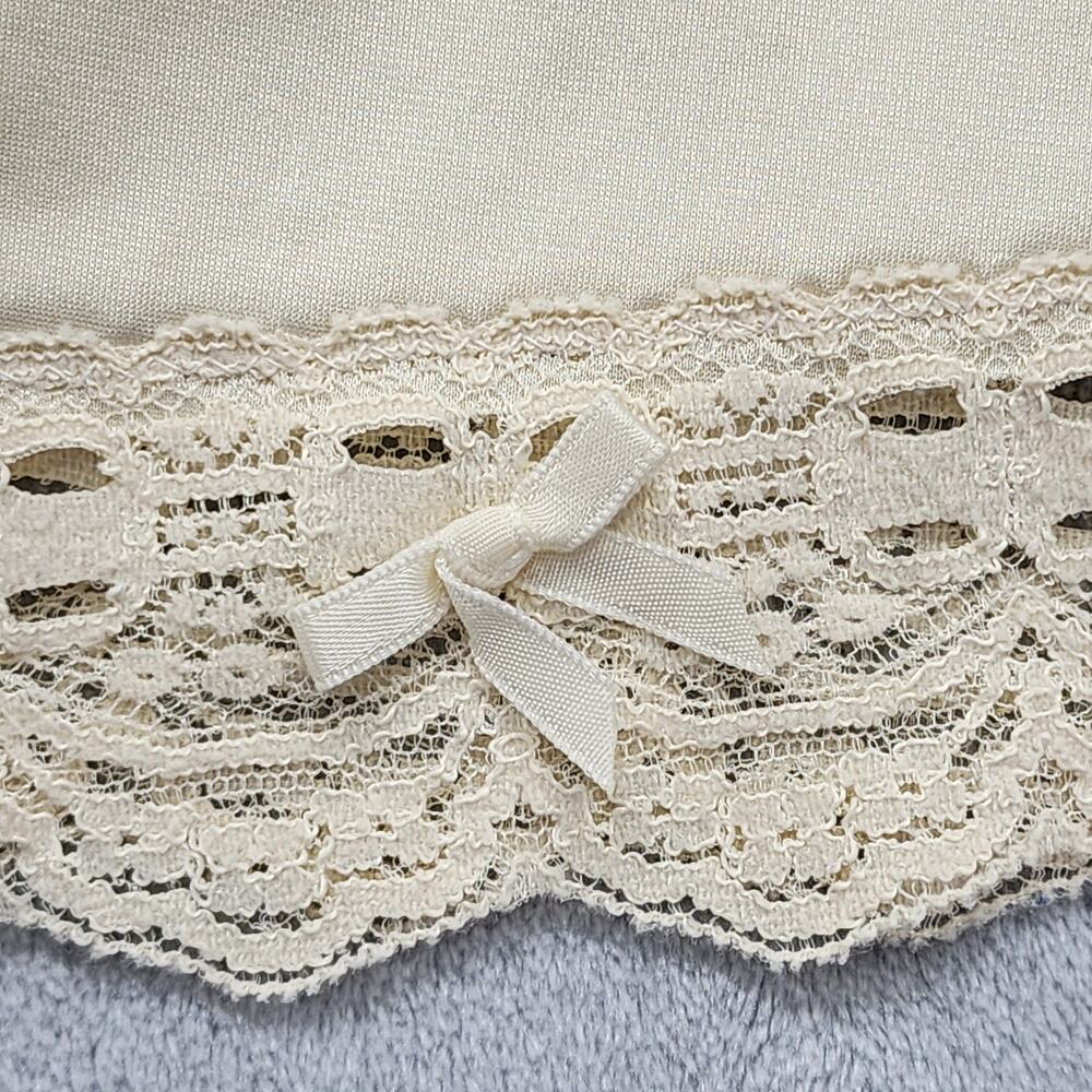 Vintage Olga‎ Half Slip Women's Size M Beige Nylon Lace Trim Bow Skirt Pull On - Picture 3 of 9